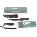 Two boxed fixed blade tanto knives by CRKT, 7 ins and 3½ ins blades