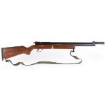 .22 Sharp Innova pump up air rifle, moderated barrel, open sights, green webbing sling, no.