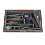 (S58) Cased 120 bore Deane Adams & Deane Percussion Revolver, 6 ins octagonal sighted barrel