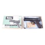 .22 The Webley Premier air pistol, brown plastic grips, original sealed packet of .22 pellets in