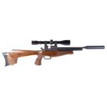 .22 AR-6 Duk Il Arms Co. pre charged multi shot air rifle, fitted moderator, two 6 shot rotary