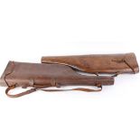 A good leather leg o' mutton gun case for 28 ins barrels, and another, similar (2)