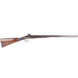 (S58) 14 bore percussion double sporting gun by Manton & Son, 25 ½ ins damascus barrels, raised