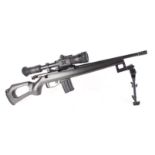 (S1) 5.56x45mm BMS Britain Comcam bolt action tactical rifle, 16 ins heavy barrel with flash