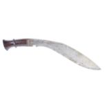 Kukri knife, 13 ins patterned blade (no visible maker's mark), wood grips