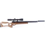 .22 Falcon FN19 bolt action pre charged air rifle, fitted silencer, adjustable trigger, pistol