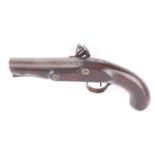 (S58) 18 bore Flintlock travelling pistol by Jackson, 5 ins octagonal full stocked barrel, wooden