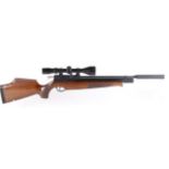 .22 Air Arms S410 carbine pcp bolt action air rifle, moderated barrel, mounted 3-8 x 50 BSA