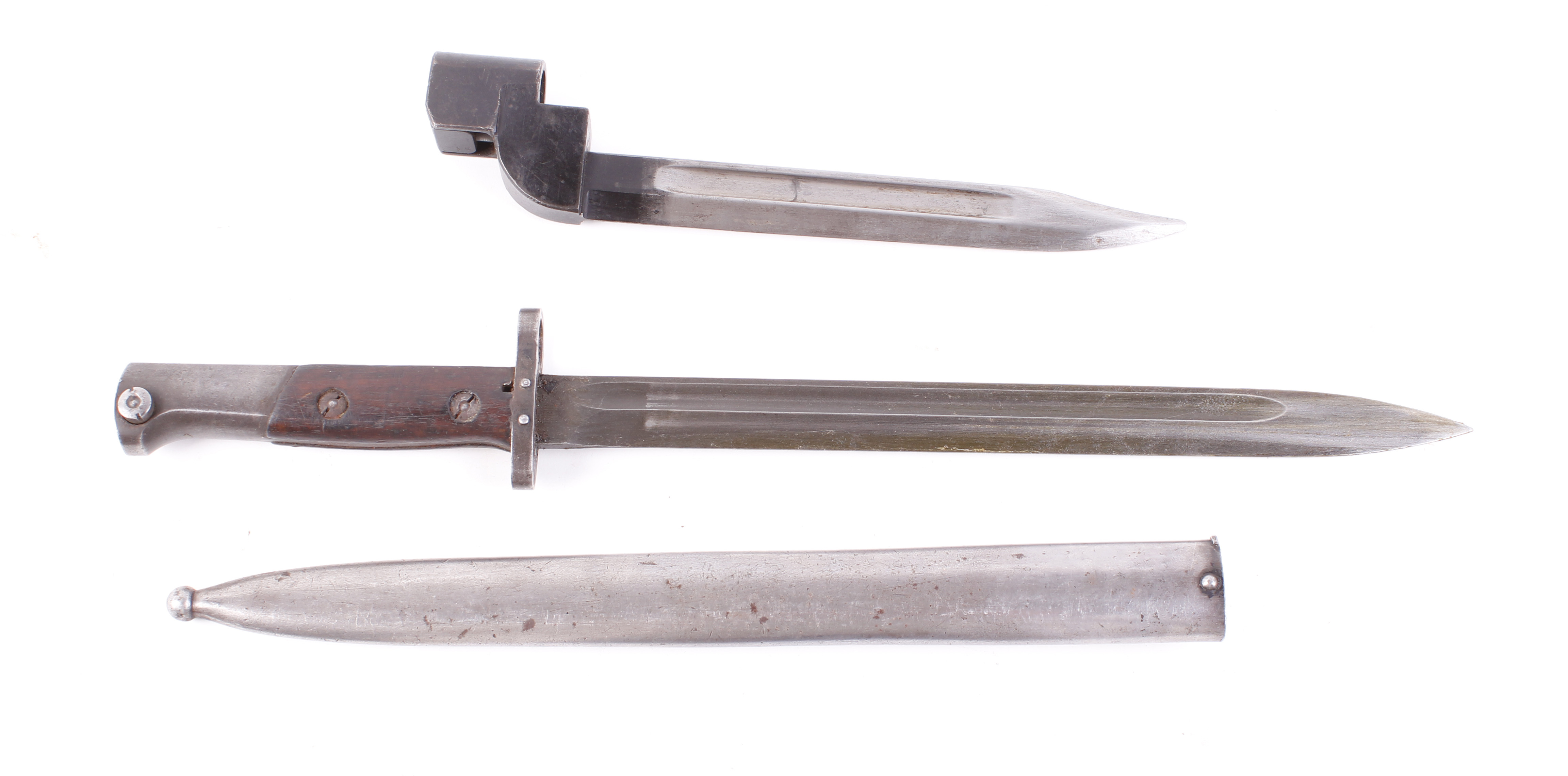 No.9 Mk.1 bayonet marked D 54 G137 D109; Portuguese M1904 Mauser bayonet marked 29754 in metal - Image 2 of 2