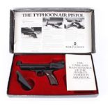 .22 Webley Typhoon air pistol, tunnel foresight, adjustable rear sight, boxed with instructions, nvn