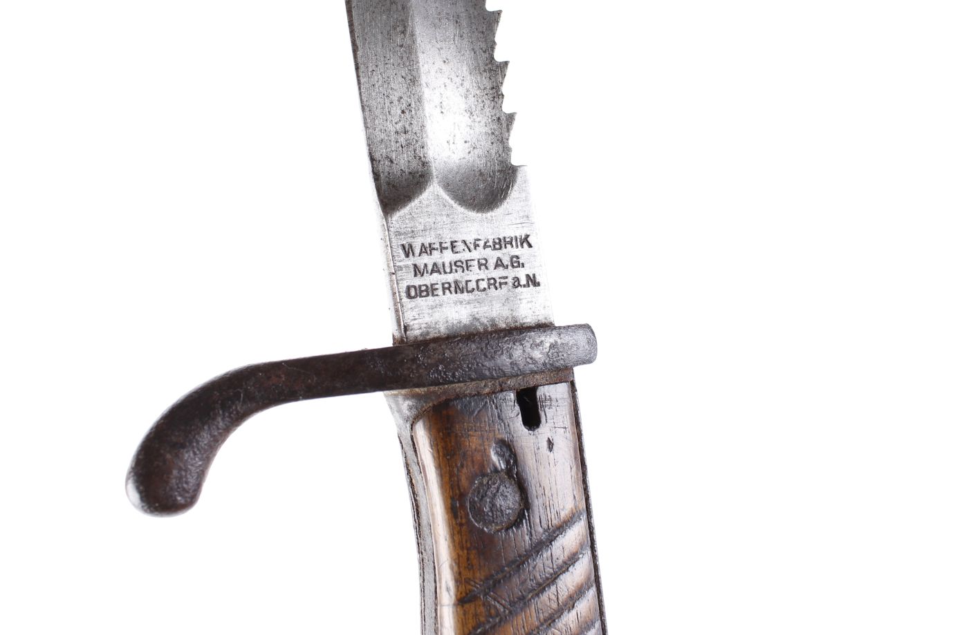 German Mauser bayonet, 14½ ins single edged and fullered butcher blade, stamped WAFFENFABRIK - Image 2 of 2