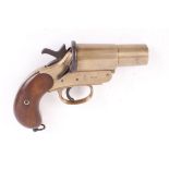 (S1) 4 bore (1 ins) flare pistol by Webley & Scott, brass barrel and frame, broad arrow stamps and