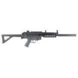 (S1) .22 GSG-5 semi automatic tactical rifle, moderated barrel, foregrip, laser mount, 3