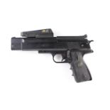 .22 Weihrauch HW45 over lever air pistol, with Webley Speed Point sight, Pachmayr rubber grips [