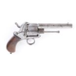 (S58) 11mm Belgian pinfire double action revolver, 4½ ins octagonal barrel, pillar foresight, side