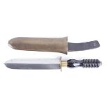 Siebe Heinke divers knife, 7¾ ins double edged blade etched SIEBE HEINKE OF ENGLAND, brass hilt,