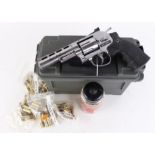 6mm BB Dan Wesson 6 shot Co2 revolver, 4 ins barrel, nickel finish, composite grips, no. 09L03498