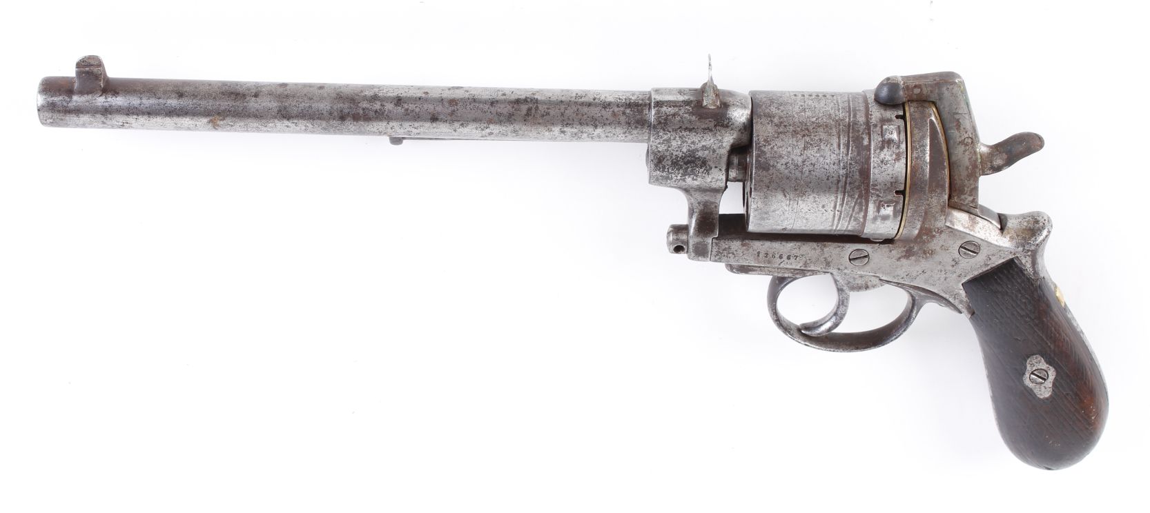(S58) Rare 11mm Gasser M1870 Pinfire revolver, 9¼ ins round barrel, blade foresight, elevated - Image 2 of 2