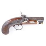 (S58) .450 Percussion Derringer by Deringer, 3½ rifled barrel with sighting plane, brass mounted