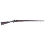 (S58) 28 bore flintlock musket, 36½ ins fullstocked steel barrel, steel ramrod, steel lock with