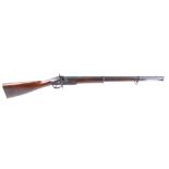 (S58) .750 Enfield type two band percussion musket by Barnett, 30 ins three quarter stocked barrel