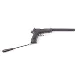 (S1) .22 GSG Firefly semi automatic pistol, over barrel moderator, multishot magazine, black matt