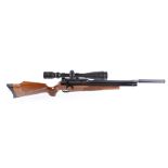 5.5mm Axsor pre charged multi shot air rifle (no magazine), fitted silencer, figured Monte Carlo