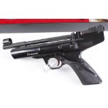 .177 Webley Hurricane top lever air pistol, tunnel foresight, adjustable rear sight, boxed with