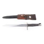 Swiss S.I.G. M1957 bayonet, 9½ ins double edged blade, ringed composite grips, black plastic