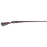 (S58) .750 Percussion long gun, 38 ins fullstocked and sighted barrel with wire binding, steel