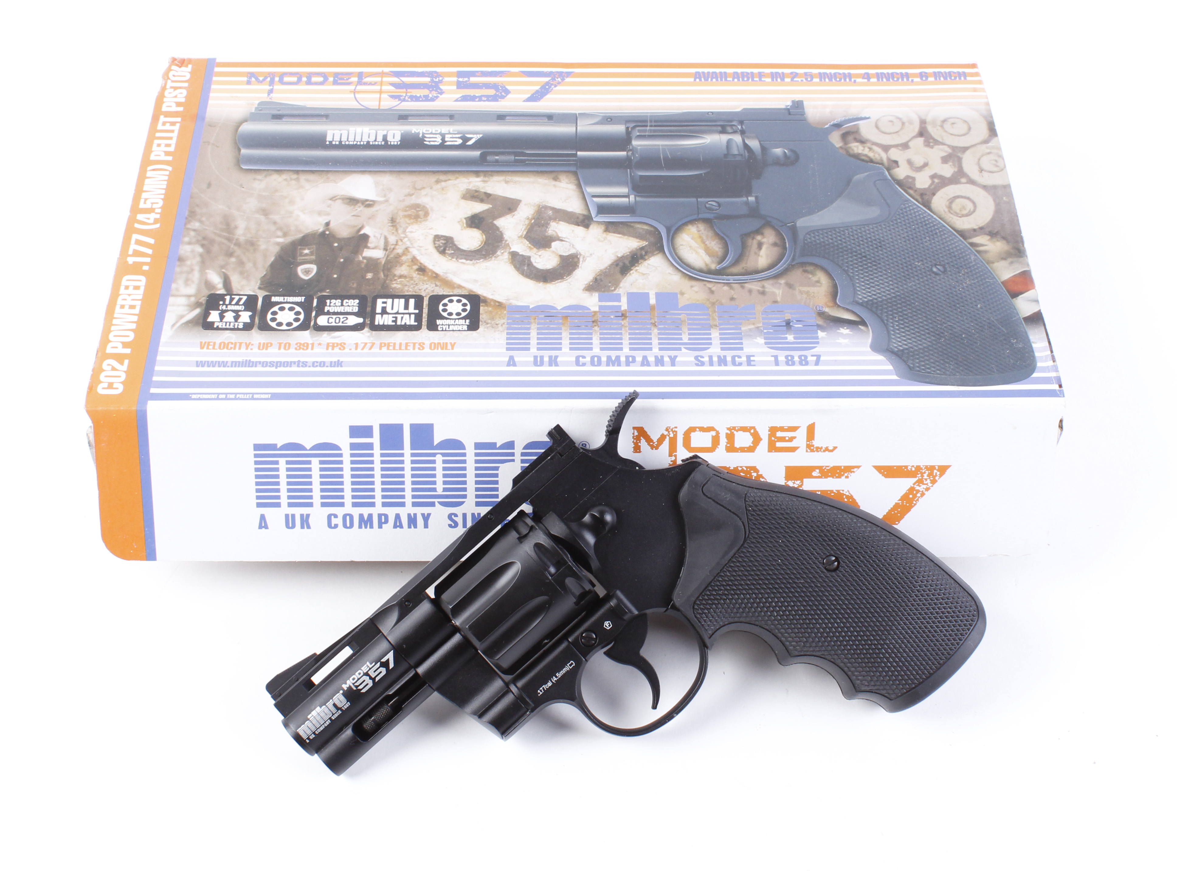 .177/BB Milbro Model 357, Co2 revolver in original box - as new [Purchasers note: This Lot cannot be