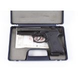 8mm Valtro semi automatic blank firing pistol, in foam lined hard plastic case with instructions.