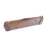 Tan leather percussion shotgun case, end opening, overall 31 ins