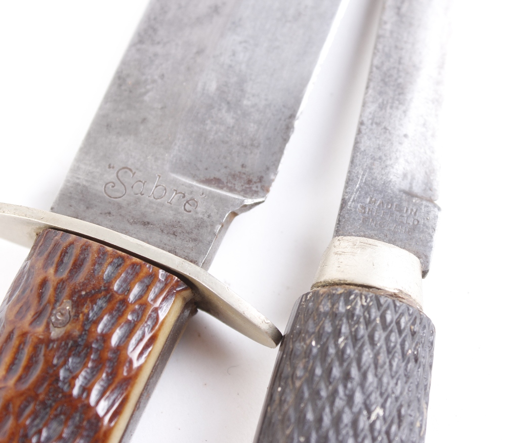 'Sabre' bowie knife by J. H. Thompson, 9¾ ins blade marked Sabre to ricasso, maker's name to - Image 3 of 3