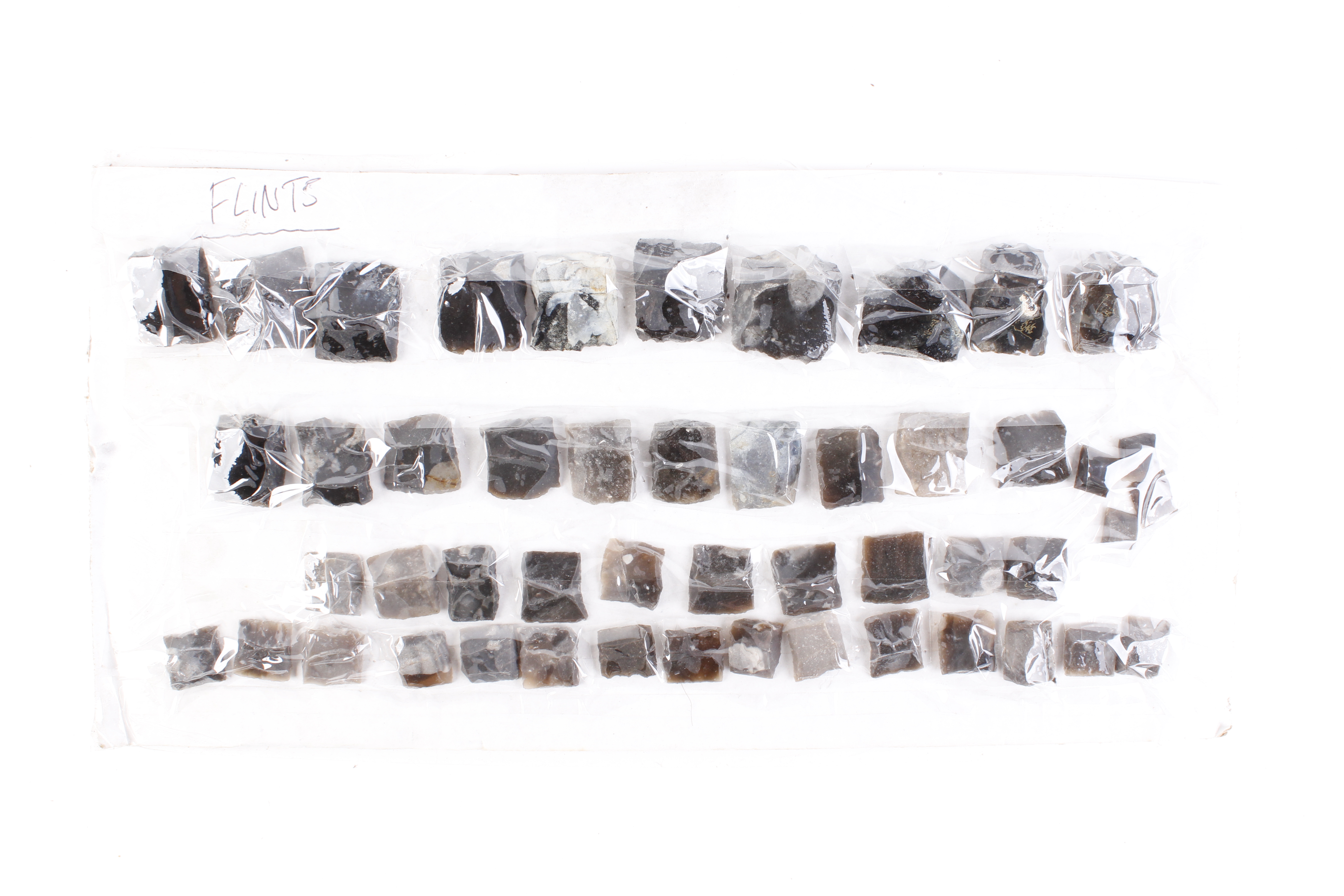 Fifty various flints in five sizes for musket and pistol