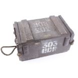 Wooden ammunition box with rope handles for .303 Mk7 in bandoliers