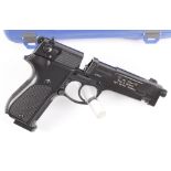 .177 Walther CP88 Co2 air pistol, open sights, 2 x 8 shot rotary magazines, with moderator, in