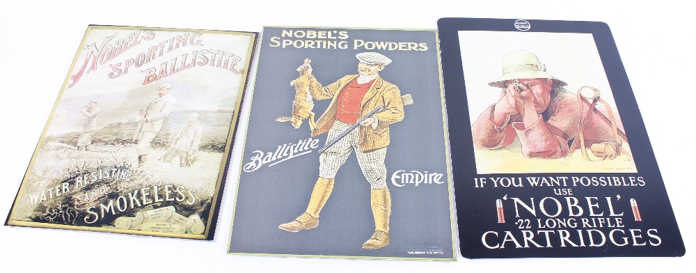 Three reproduction Nobel advertising cards