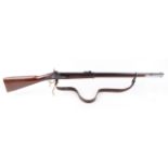 (S1) .58 Euro Arms black powder percussion rifle, 32 ins fullstocked steel banded barrel, raised V