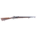 (S1) .577 Parker Hale Enfield percussion carbine, 23½ ins three quarter stocked steel banded barrel,