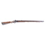 Reproduction flintlock Baker type musket, fullstocked barrel, steel cleaning rod, steel lock,