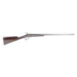 (S58) 12 bore Pinfire double sporting gun by J B Haden, 30 ins damascus barrels, scroll and border