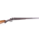 (S2) 12 bore double hammer gun, Belgian, 30 ins damascus barrels with dolls head extension, ¼ &