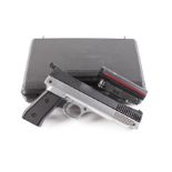 .22 Webley Nemesis air pistol with red/green dot sight, cased with instructions [Purchasers note: