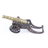 Brass 12 ins model cannon on mount