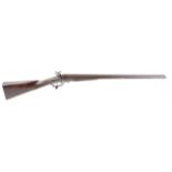 (S58) 14 bore pinfire double sporting gun by Charles Osborne, 30 ins damascus barrels, scroll and