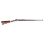 (S58) .550 Percussion Park Rifle by Egg, 28¾ ins octagonal damascus seven groove half stocked barrel