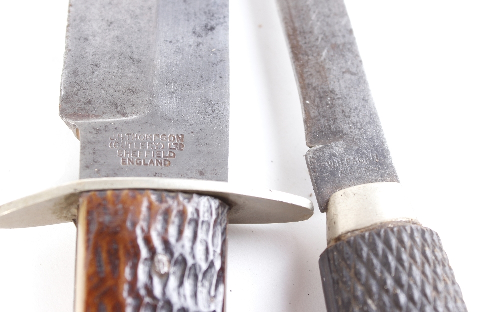 'Sabre' bowie knife by J. H. Thompson, 9¾ ins blade marked Sabre to ricasso, maker's name to - Image 2 of 3