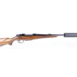 (S1) .22-250 CZ 550 bolt action rifle, approx. 20 ins threaded barrel with fitted T8 moderator,