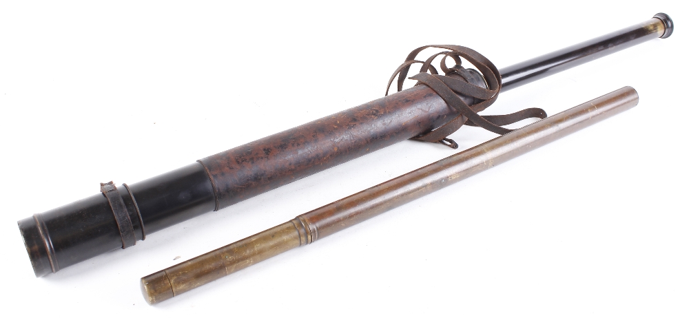 Leather covered telescope together with a brass trench periscope